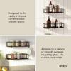 Umbra Cubiko Shower Shelf, Metal Floating Shelves with Adhesive Mounting Strips, 2-Pack, Black view 4