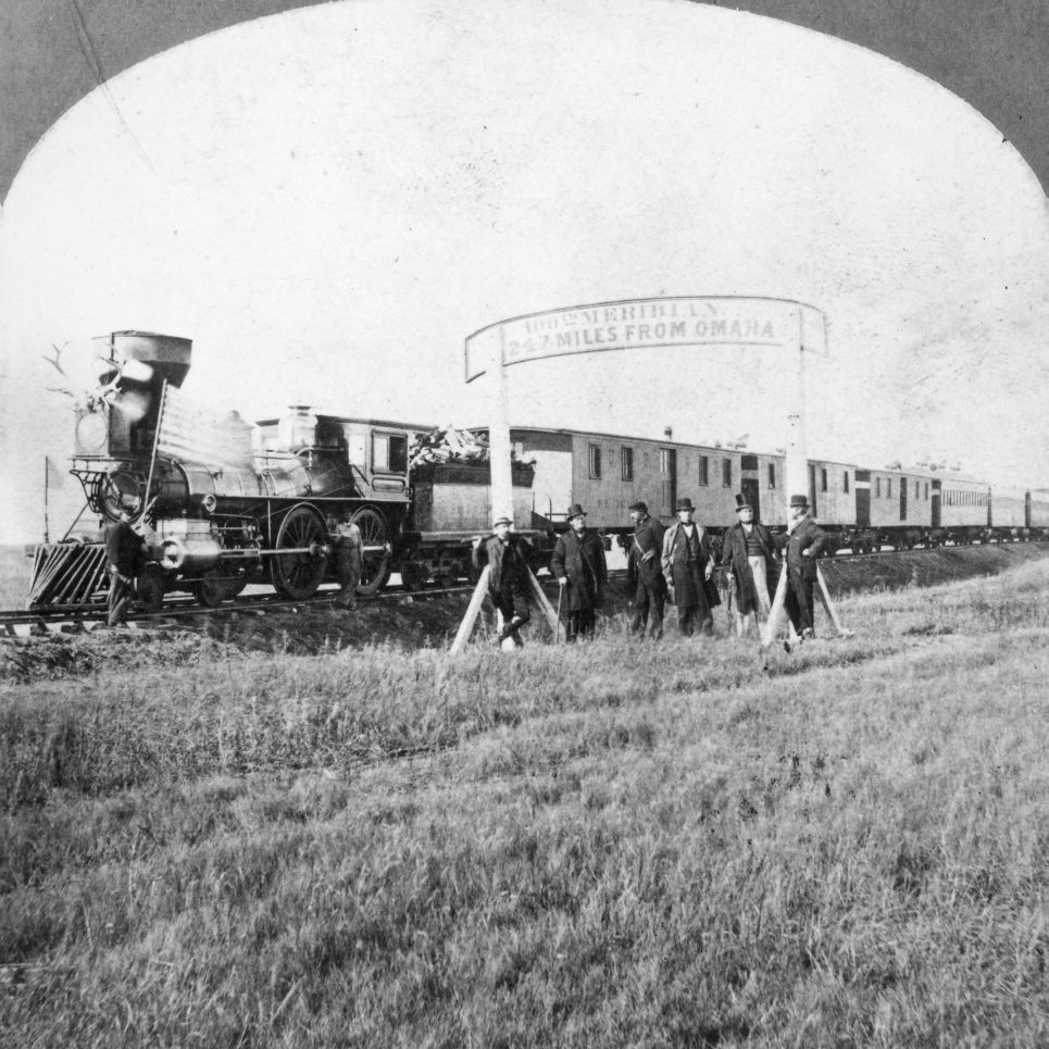 100Th Meridian 1866 Ndirectors Of The Union Pacific Railroad Celebrate That The Tracks Have Reached The 100Th Meridian Stereographic View October 1866 Poster Print by (24 x 36)