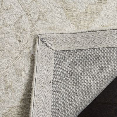 SAFAVIEH Micro-Loop Collection Area Rug - 5' Square, Beige, Handmade Trellis Wool, Ideal for High Traffic Areas in Living Room, Bedroom (MLP210B)