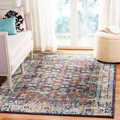 SAFAVIEH Monaco Collection Area Rug - 9' x 12', Brown & Grey, Boho Chic Oriental Distressed Design, Non-Shedding & Easy Care, Ideal for High Traffic Areas in Living Room, Bedroom (MNC255T)