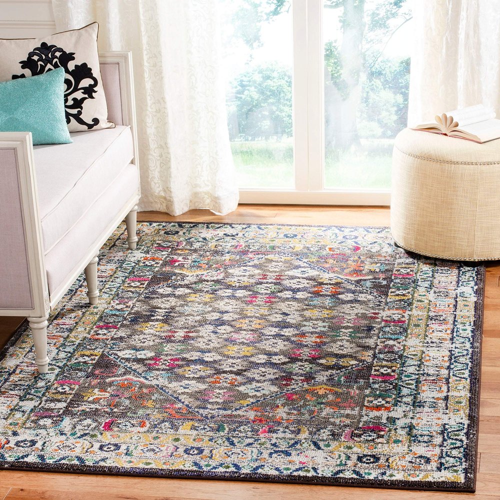 SAFAVIEH Monaco Collection Area Rug - 9' x 12', Brown & Grey, Boho Chic Oriental Distressed Design, Non-Shedding & Easy Care, Ideal for High Traffic Areas in Living Room, Bedroom (MNC255T)