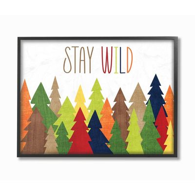 Stupell Industries Stay Wild Forest Black Framed Wall Art, 11 x 14, Multi-Color