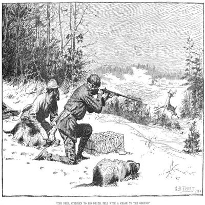 Deer Hunting 1883 NThe Deer Stricken To His Death Fell With A Crash To The Ground Wood Engraving 1883 Poster Print by (24 x 36)