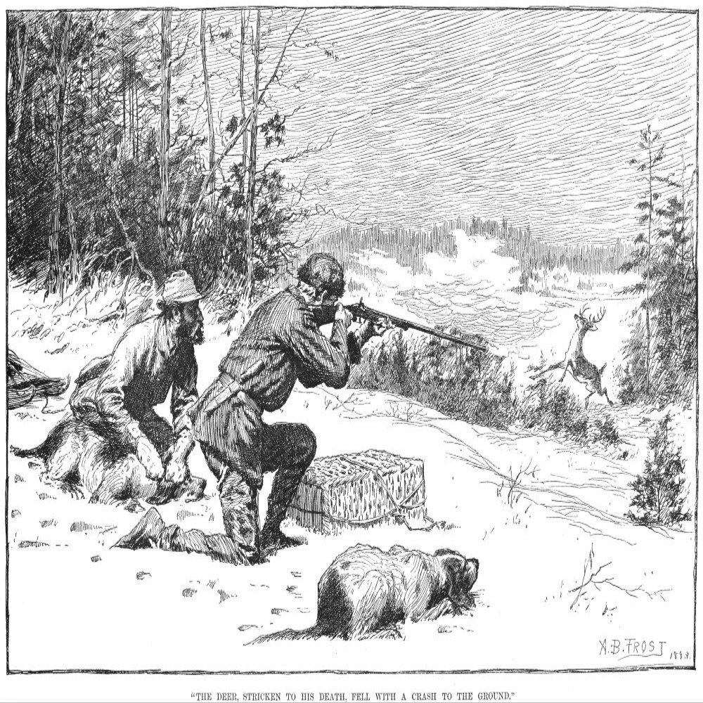 Deer Hunting 1883 NThe Deer Stricken To His Death Fell With A Crash To The Ground Wood Engraving 1883 Poster Print by (24 x 36)