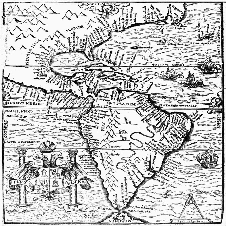 New World Map 1554 Nengraved Map Of The New World From The Spanish Conquistador Pedro Cieza De LeonS Chronicle Of Peru Published In Antwerp 1554 Poster Print by (18 x 24)