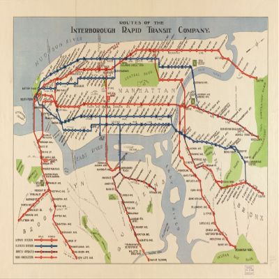 14" x 24" 1924 Map of Interborough Rapid Transit Company Railroads