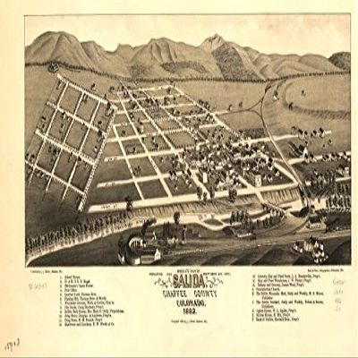 14" x 24" 1882 Map of Salida Chaffee County Colorado United States