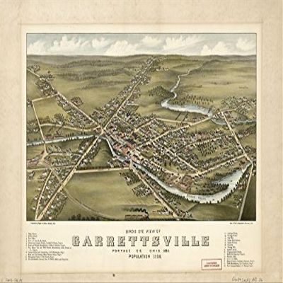 16" x 24" 1883 Map of Garrettsville Portage Ohio United States