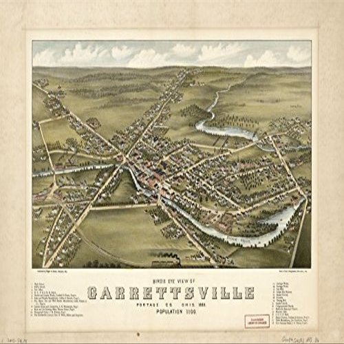 16" x 24" 1883 Map of Garrettsville Portage Ohio United States
