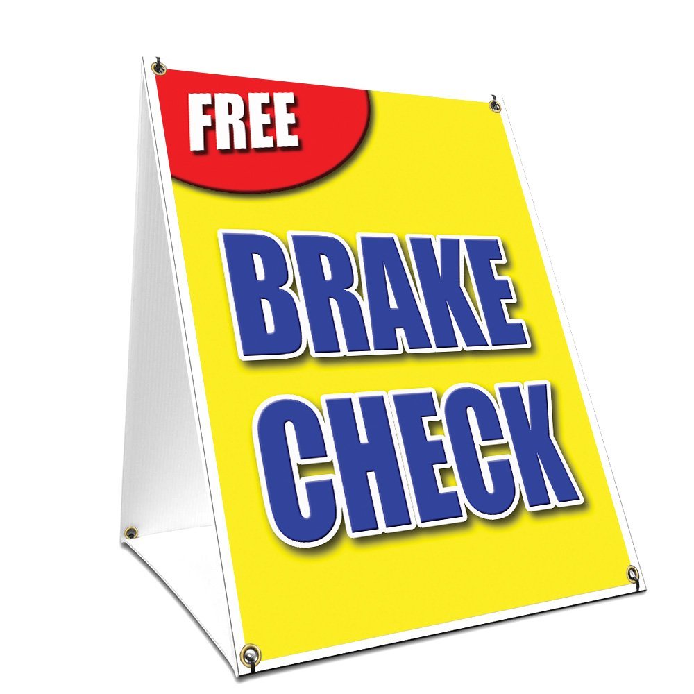 A-Frame Sidewalk Free Brake Check Sign with Graphics On Each Side | 18" X 24" Print Size