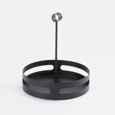 American Metalcraft SCHB8 Black Steel Condiment Rack, Square Base, 8-Inch Diameter