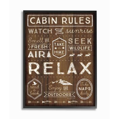 Stupell Industries Outdoors Cabin Rules Framed Gisele Texturized Art, 16 x 20, Multi-Color