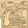 16" x 24" 1874 Map of Michigan Railroad United States view 1