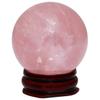 mookaitedecor Natural Rose Quartz Crystal Ball with Wood Stand, Healing Crystals Sphere Sculpture Home Decoration, 2.35"-2.55" view 1