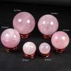 mookaitedecor Natural Rose Quartz Crystal Ball with Wood Stand, Healing Crystals Sphere Sculpture Home Decoration, 2.35"-2.55" view 2
