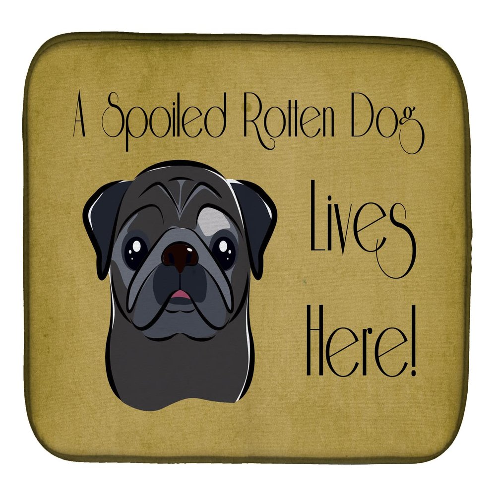 Caroline's Treasures BB1511DDM Black Pug Spoiled Dog Lives Here Dish Drying Mat Absorbent Dish Drying Mat Pad for Kitchen Counter Dish Drainer Mat for Countertop, 14 x 21", Multicolor