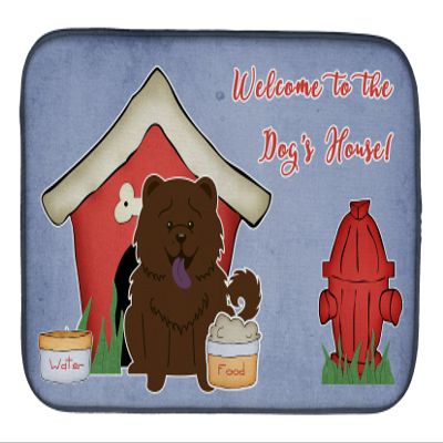 Caroline's Treasures BB2895DDM Dog House Collection Chow Chow Chocolate Dish Drying Mat Absorbent Dish Drying Mat Pad for Kitchen Counter Dish Drainer Mat for Countertop, 14 x 21", Multicolor