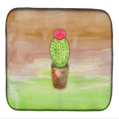 Caroline's Treasures BB7365DDM Cactus Green and Brown Watercolor Dish Drying Mat Absorbent Dish Drying Mat Pad for Kitchen Counter Dish Drainer Mat for Countertop, 14 x 21", Multicolor