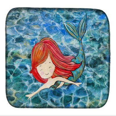 Caroline's Treasures BB8518DDM Mermaid Swimming Dish Drying Mat Absorbent Dish Drying Mat Pad for Kitchen Counter Dish Drainer Mat for Countertop, 14 x 21", Multicolor