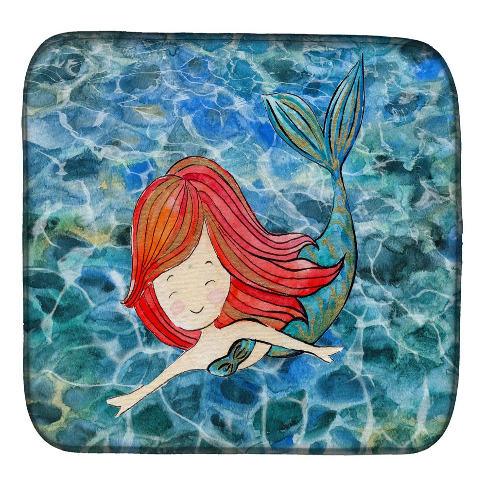 Caroline's Treasures BB8518DDM Mermaid Swimming Dish Drying Mat Absorbent Dish Drying Mat Pad for Kitchen Counter Dish Drainer Mat for Countertop, 14 x 21", Multicolor