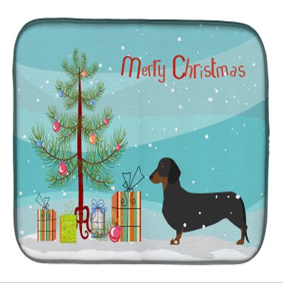 Caroline's Treasures BB2900DDM Dachshund Merry Christmas Tree Dish Drying Mat Absorbent Dish Drying Mat Pad for Kitchen Counter Dish Drainer Mat for Countertop, 14 x 21", Multicolor