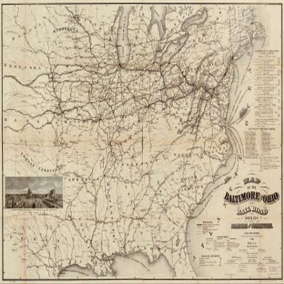 16" x 24" 1878 Map of Baltimore & Ohio Railroad United States