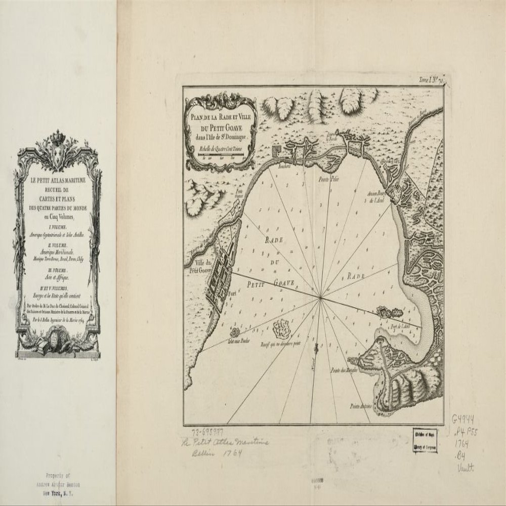 12" x 24" 1764 Map of Harbor & Town of Petit Gove in The Island of Santo Domingo