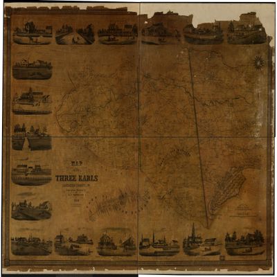 18" x 24" 1855 Map of The Three Earls Lancaster County Pennsylvania