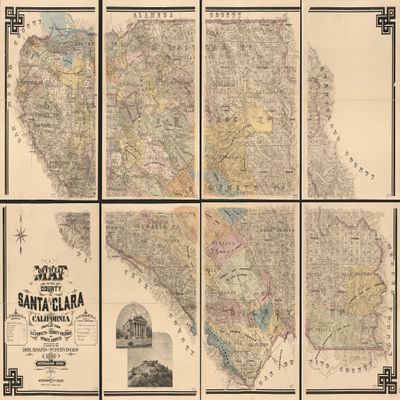 16" x 24" 1890 Map Of Santa Clara County California From US Surveys