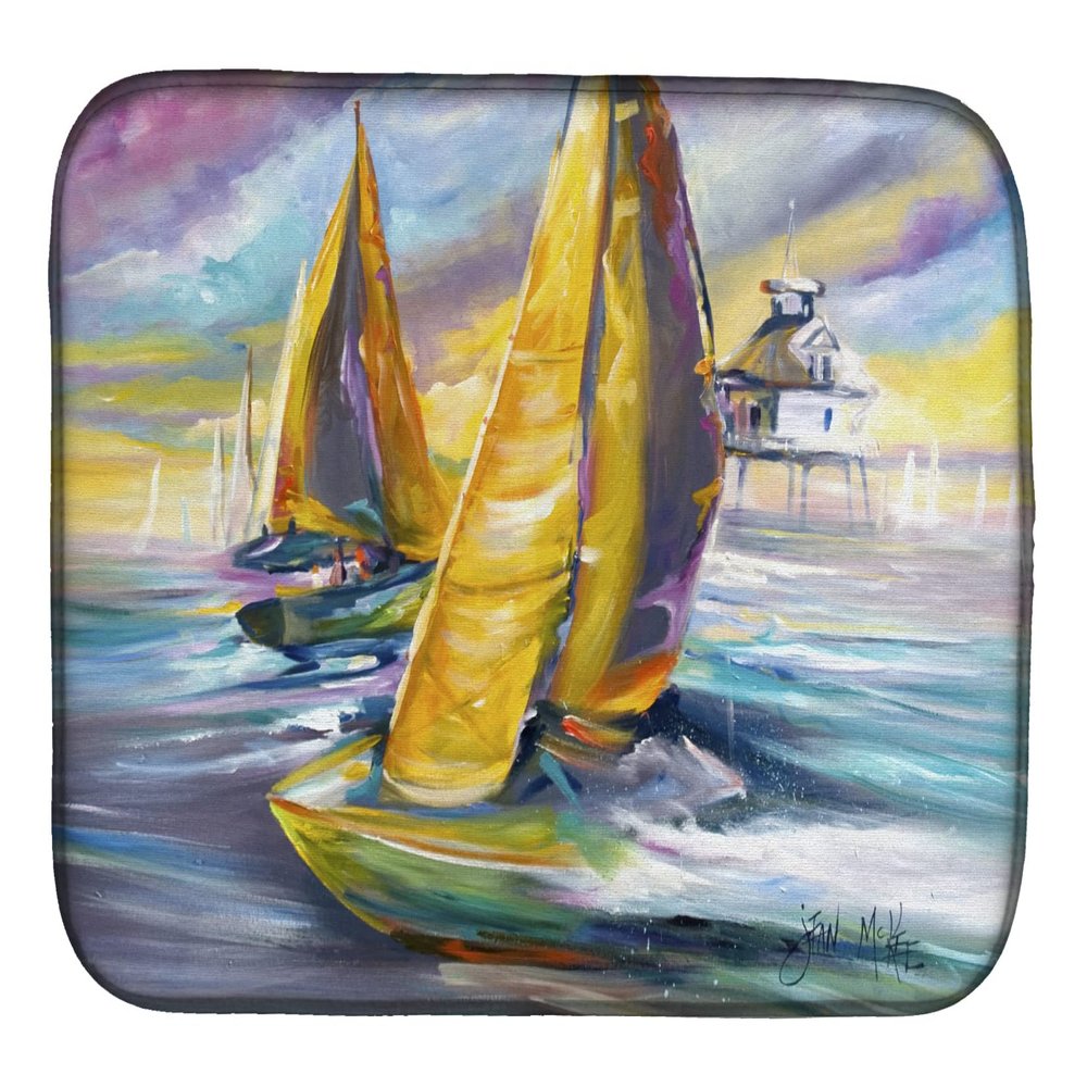 Caroline's Treasures JMK1061DDM Sailboat with Middle Bay Lighthouse Dish Drying Mat Absorbent Dish Drying Mat Pad for Kitchen Counter Dish Drainer Mat for Countertop, 14 x 21", Multicolor