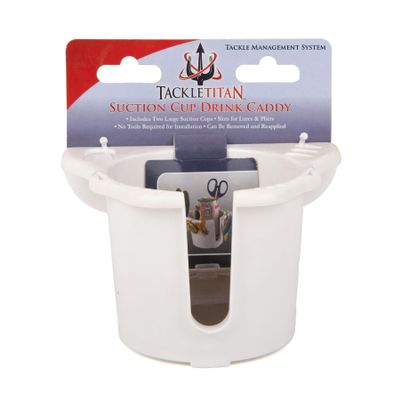 T-H Marine Tackle Titan Single Drink Holder White Suction Cup Mount No-Tool Install Removable Boat Beverage Holder with Built-in Lure and Pliers Slots Compact and Portable