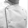 CHEFSKIN Beautiful Chef Jacket Coat White Medium Weight Twill with Houdstooth Piping (Embroidery Included) view 1