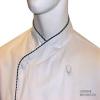 CHEFSKIN Beautiful Chef Jacket Coat White Medium Weight Twill with Houdstooth Piping (Embroidery Included) view 2