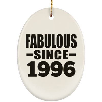 Designsify Christmas Tree Decoration, 29th Birthday Fabulous Since 1996, Oval Ornament, Gifts for Anniversary Valentines Mom Mothers Fathers Day Party, to Men Women Him Her Friend Mom Dad Wife
