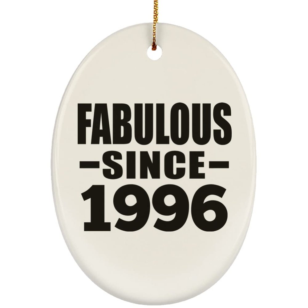 Designsify Christmas Tree Decoration, 29th Birthday Fabulous Since 1996, Oval Ornament, Gifts for Anniversary Valentines Mom Mothers Fathers Day Party, to Men Women Him Her Friend Mom Dad Wife