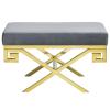 Modway Rove Greek Key X-Base Entryway Modern Bench With Velvet Upholstery in Gold Gray view 3