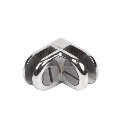 Glass Cube Connectors for 3/16" Thick Glass - 2 Way Glass Cubby Display Joiner - Chrome - 10 Pack