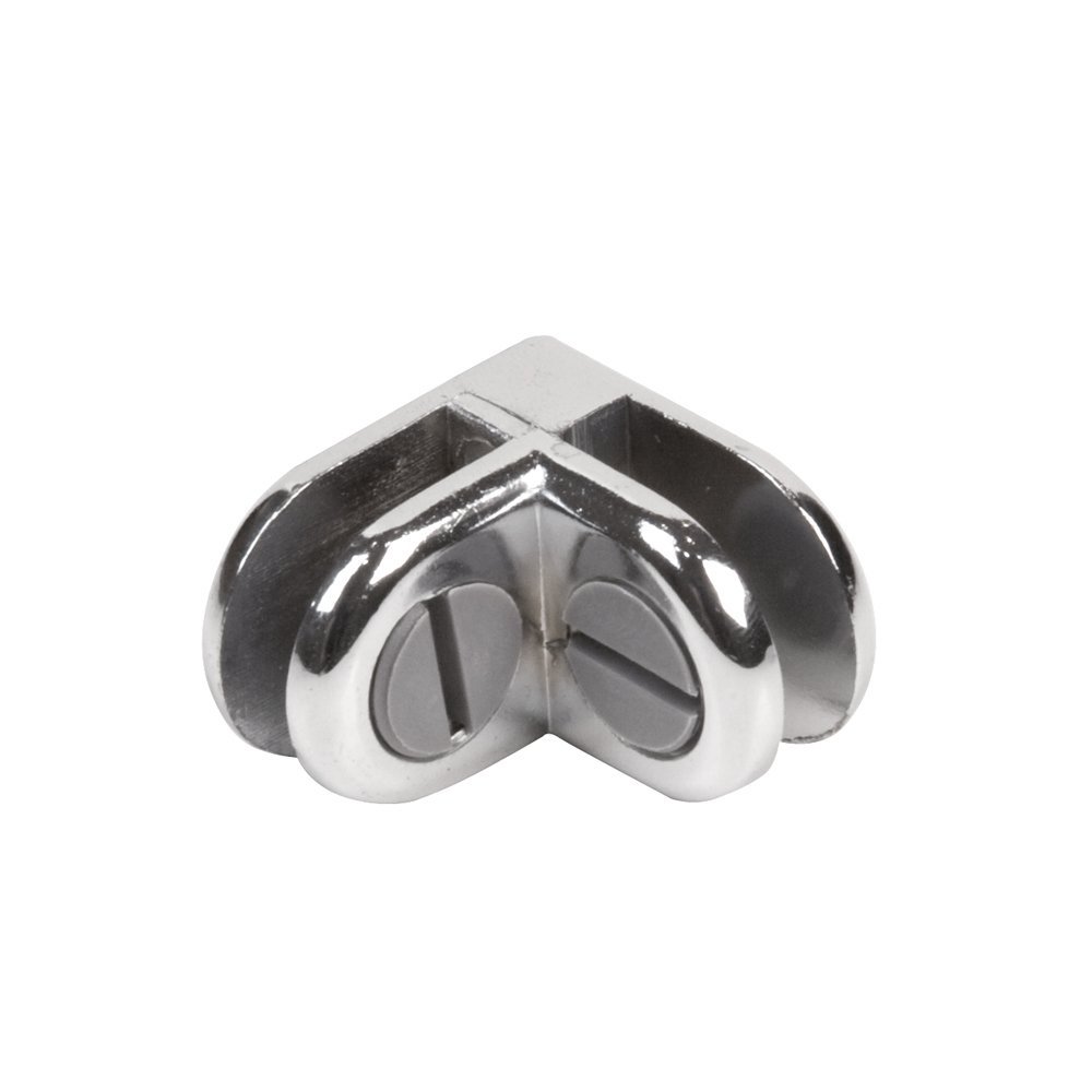 Glass Cube Connectors for 3/16" Thick Glass - 2 Way Glass Cubby Display Joiner - Chrome - 10 Pack