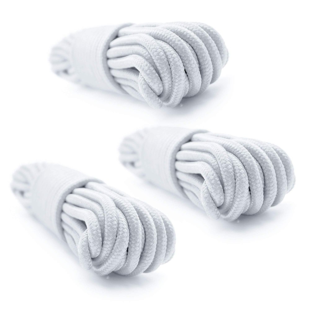 Emergency Zone 9mm Nylon Braided, 50 Foot, Multi-Purpose Camping Rope | White (3 Pack)