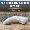 Emergency Zone 9mm Nylon Braided, 50 Foot, Multi-Purpose Camping Rope | White (3 Pack) view 3