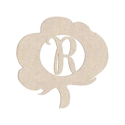 12" Cotton Monogram Letter Unfinished Wood Initial R (Sizes 12"-30")