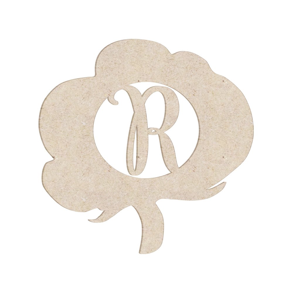 12" Cotton Monogram Letter Unfinished Wood Initial R (Sizes 12"-30")