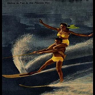 A postcard from Florida showing a pair of water skiers doing a trick Poster Print by unknown (18 x 24)