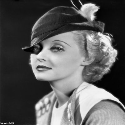 Bette Davis Portrait in Black Wool Hat and White Vest Shirt with Marcel Waves Photo Print (8 x 10)