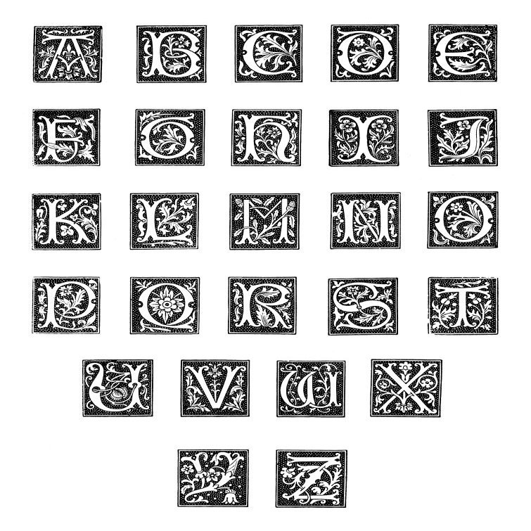 Alphabet 16Th Century Ndecorative Woodcut Initial Letters 16Th Century Poster Print by (24 x 36)