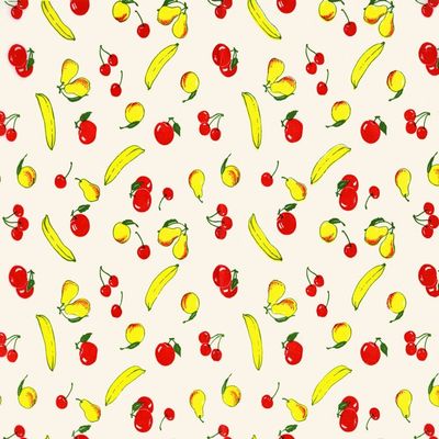 Patch of vintage wallpaper of bananas pears peaches cherries and apples Poster Print by unknown (24 x 36)