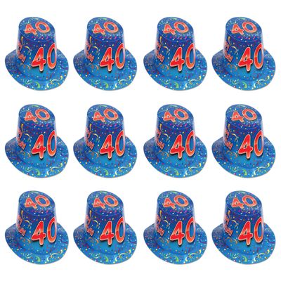 Beistle 12 Piece Happy 40th Birthday Paper Top Hats