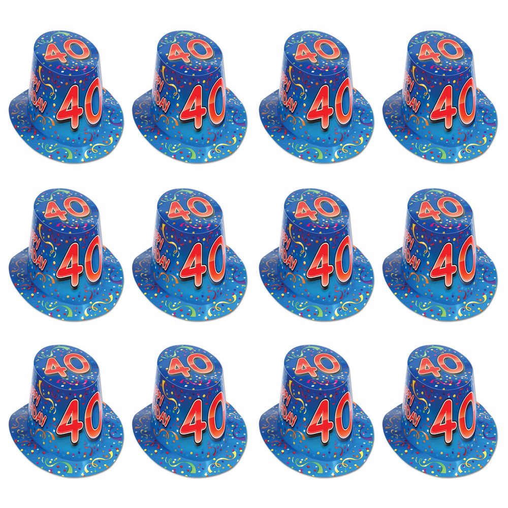 Beistle 12 Piece Happy 40th Birthday Paper Top Hats