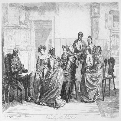 Alsace Bible Reading Nreading The Bible In A Protestant Family In Alsace Etching After Gustave Brion (1824-1877) Poster Print by (18 x 24)