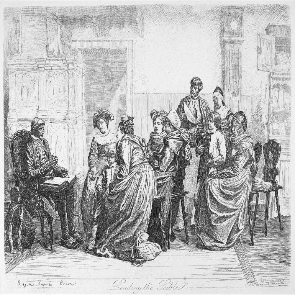 Alsace Bible Reading Nreading The Bible In A Protestant Family In Alsace Etching After Gustave Brion (1824-1877) Poster Print by (18 x 24)